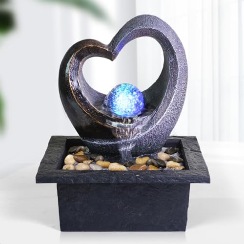 Unbothered Lifestyle Tabletop Water Garden Fountain with LED Light, Fountain Indoor Decoration – Meditation Tabletop Waterfall W/Submersible Pump