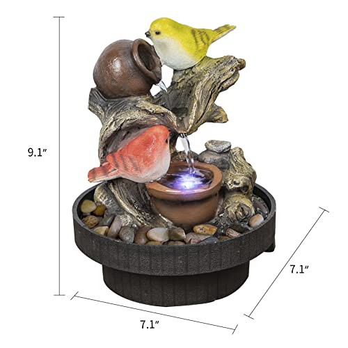 Unbothered Lifestyle Tabletop Water Garden Fountain with LED Light, Fountain Indoor Decoration – Meditation Tabletop Waterfall W/Submersible Pump