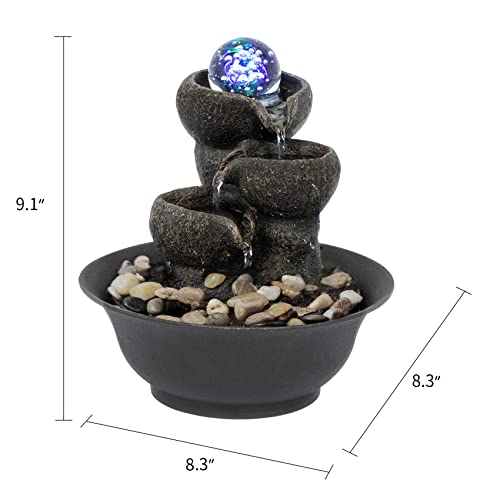 Unbothered Lifestyle Tabletop Water Garden Fountain with LED Light, Fountain Indoor Decoration – Meditation Tabletop Waterfall W/Submersible Pump