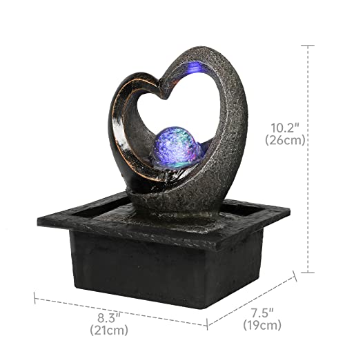 Unbothered Lifestyle Tabletop Water Garden Fountain with LED Light, Fountain Indoor Decoration – Meditation Tabletop Waterfall W/Submersible Pump