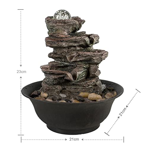 Unbothered Lifestyle Tabletop Water Garden Fountain with LED Light, Fountain Indoor Decoration – Meditation Tabletop Waterfall W/Submersible Pump