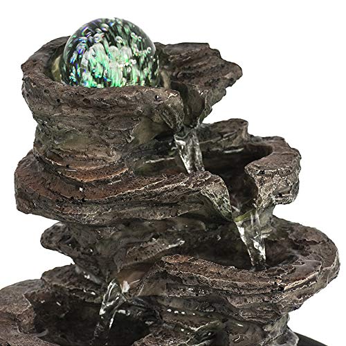 Unbothered Lifestyle Tabletop Water Garden Fountain with LED Light, Fountain Indoor Decoration – Meditation Tabletop Waterfall W/Submersible Pump