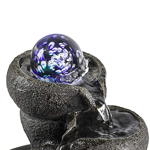 Unbothered Lifestyle Tabletop Water Garden Fountain with LED Light, Fountain Indoor Decoration – Meditation Tabletop Waterfall W/Submersible Pump