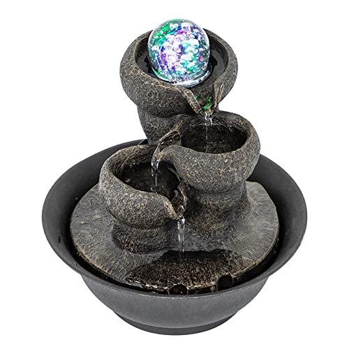 Unbothered Lifestyle Tabletop Water Garden Fountain with LED Light, Fountain Indoor Decoration – Meditation Tabletop Waterfall W/Submersible Pump