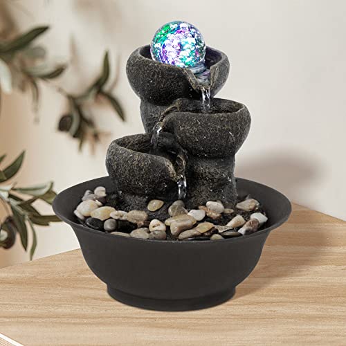 Unbothered Lifestyle Tabletop Water Garden Fountain with LED Light, Fountain Indoor Decoration – Meditation Tabletop Waterfall W/Submersible Pump