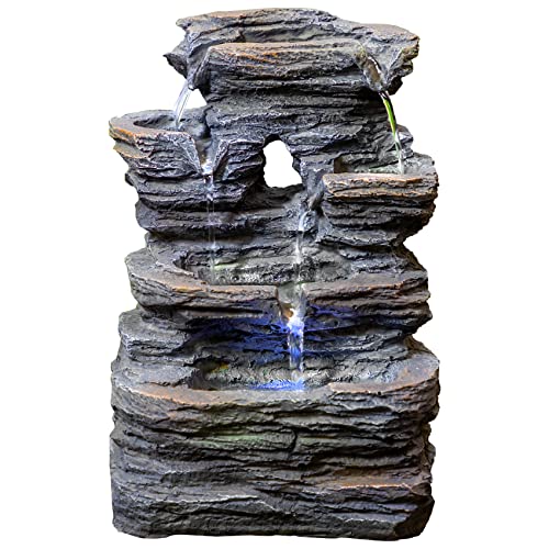 Unbothered Lifestyle Tabletop Water Garden Fountain with LED Light, Fountain Indoor Decoration – Meditation Tabletop Waterfall W/Submersible Pump